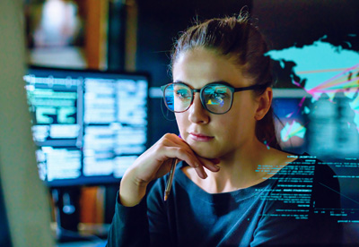 Full strength of Davy image of a woman analysing data