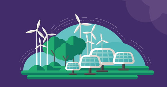 Decarbonisation drawing of a solar and wind farm