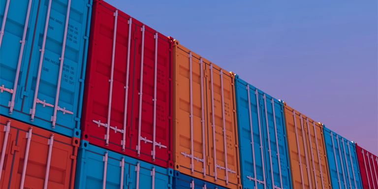 Decarbonisation and Responsible Sourcing in Value Chains image of multi-coloured shipping containers