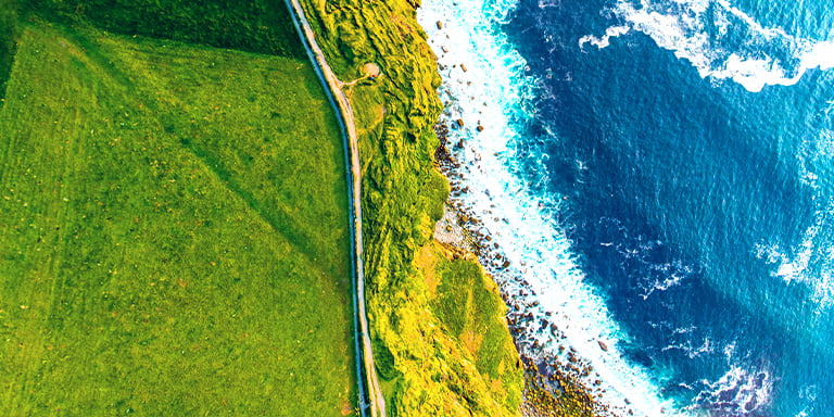 Environmental sustainability business strategy image of the Irish coastline