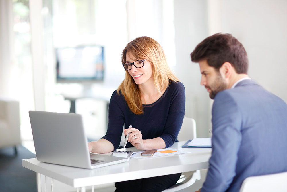 business people engaged with a desktop