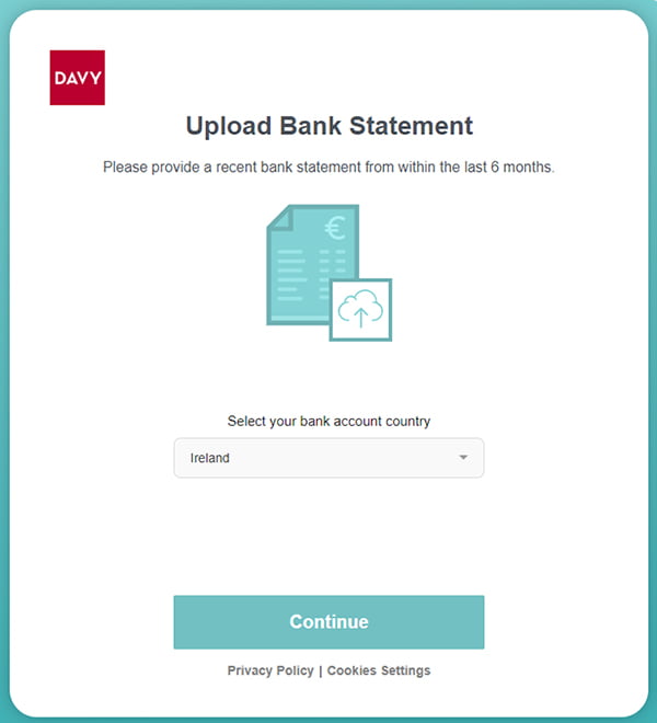 Upload bank statement screen