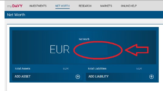Where the Net Worth is displayed