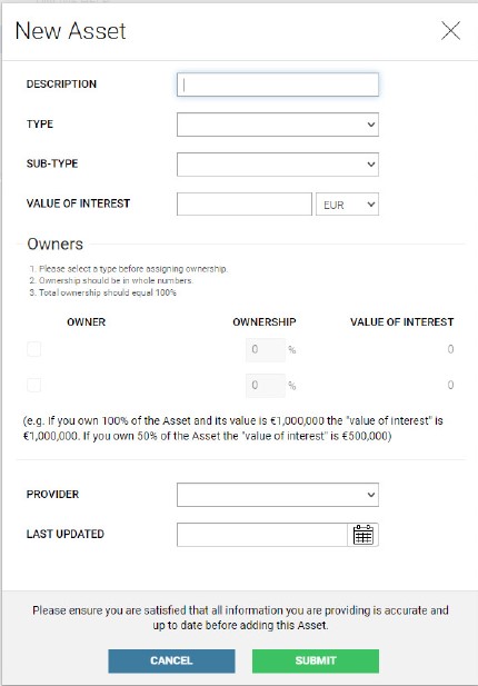 Asset form
