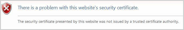 Browser error message for missing ssl certificate