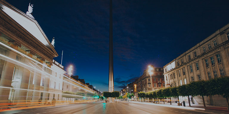A night time image of O'Connell street Dublin Ireland