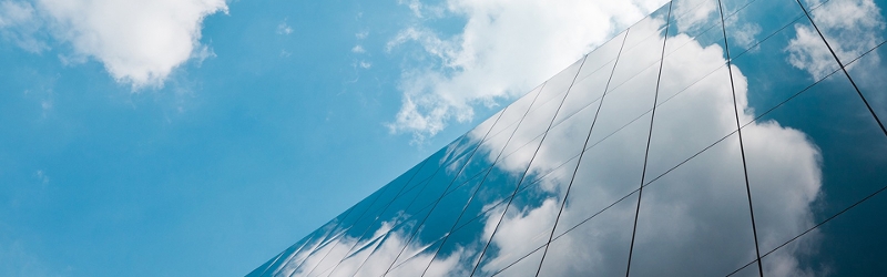 Irish Credit Market Survey, image of clouds and office building