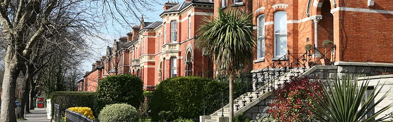 Terraced properties in a row next to one another