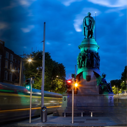 Budget 2027, image of the O'Connell Monument at night time