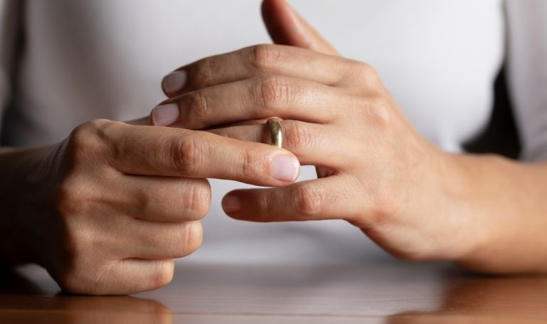 Man and woman hand with ring