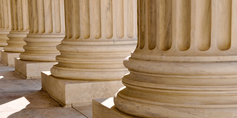 Columns standing alone made of stone
