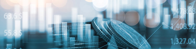 Cost of entry for stock market returns image of coins against the stock market