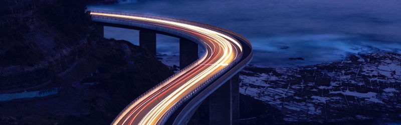Image of lights from cars on a bridge