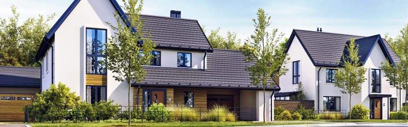 Image of two modern houses in a housing development