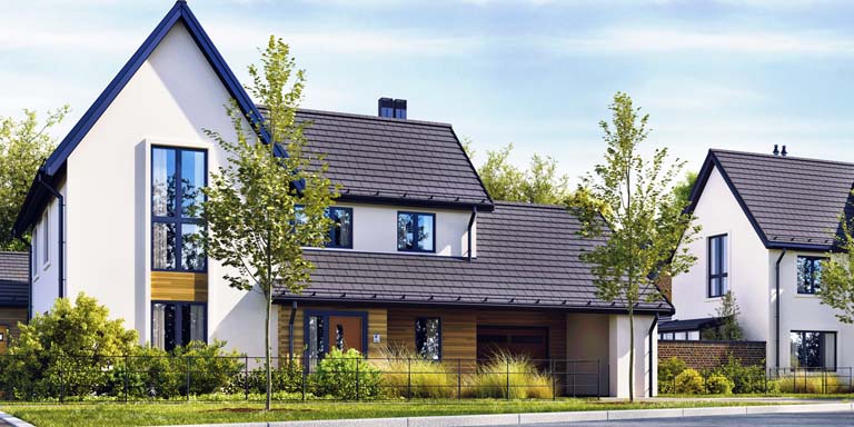 Image of two modern houses in a housing development