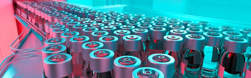 Medical containers being produced in factory