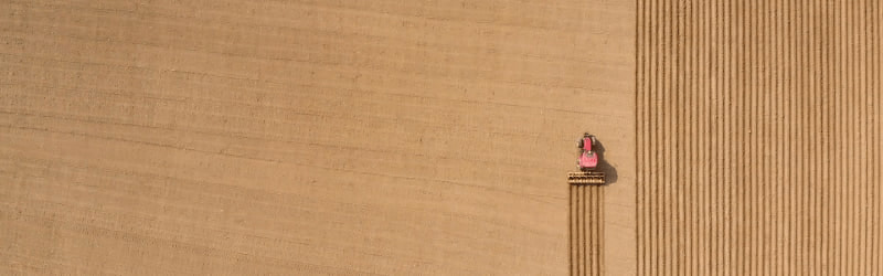Tractor ploughing a field