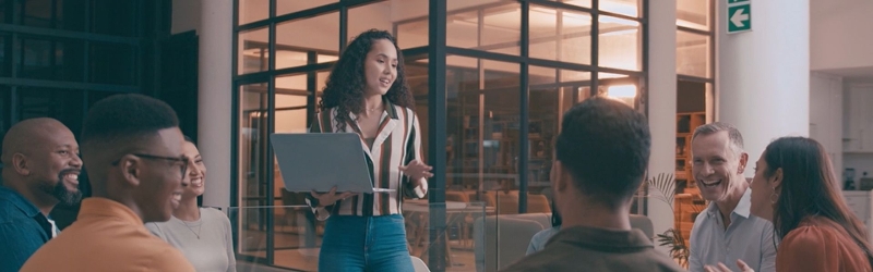 Group of people working together in an office