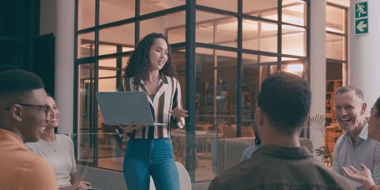 Group of people working together in an office