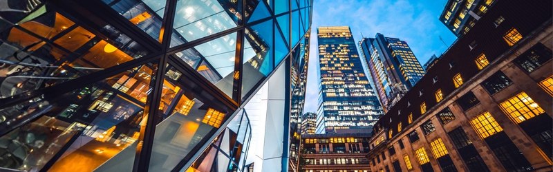 UK Financial District in the evening