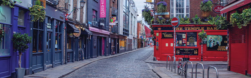 Irish equity market image of Temple Bar in Dublin