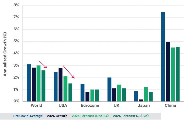 Economic growth forecasts for 2025 have fallen